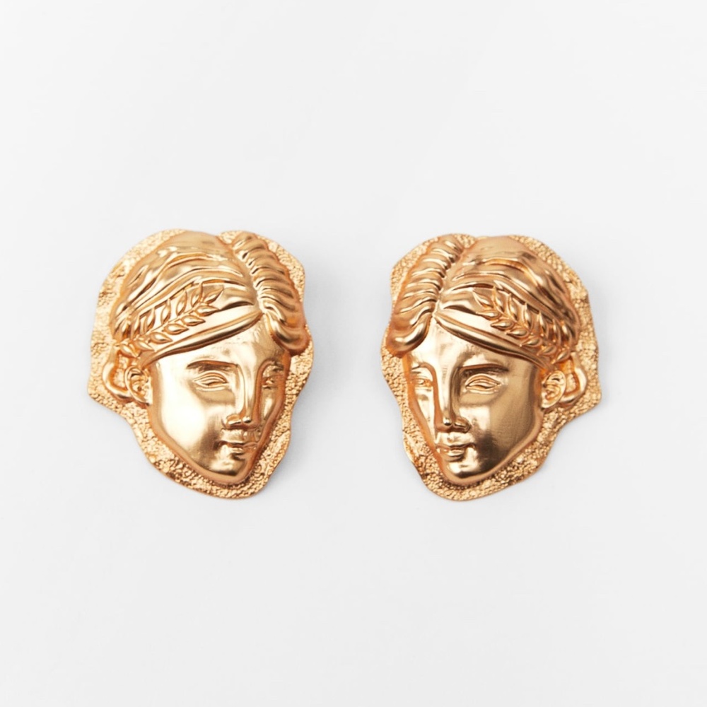 Zara limited edition face hoop earrings in gold - Picture 5 of 7